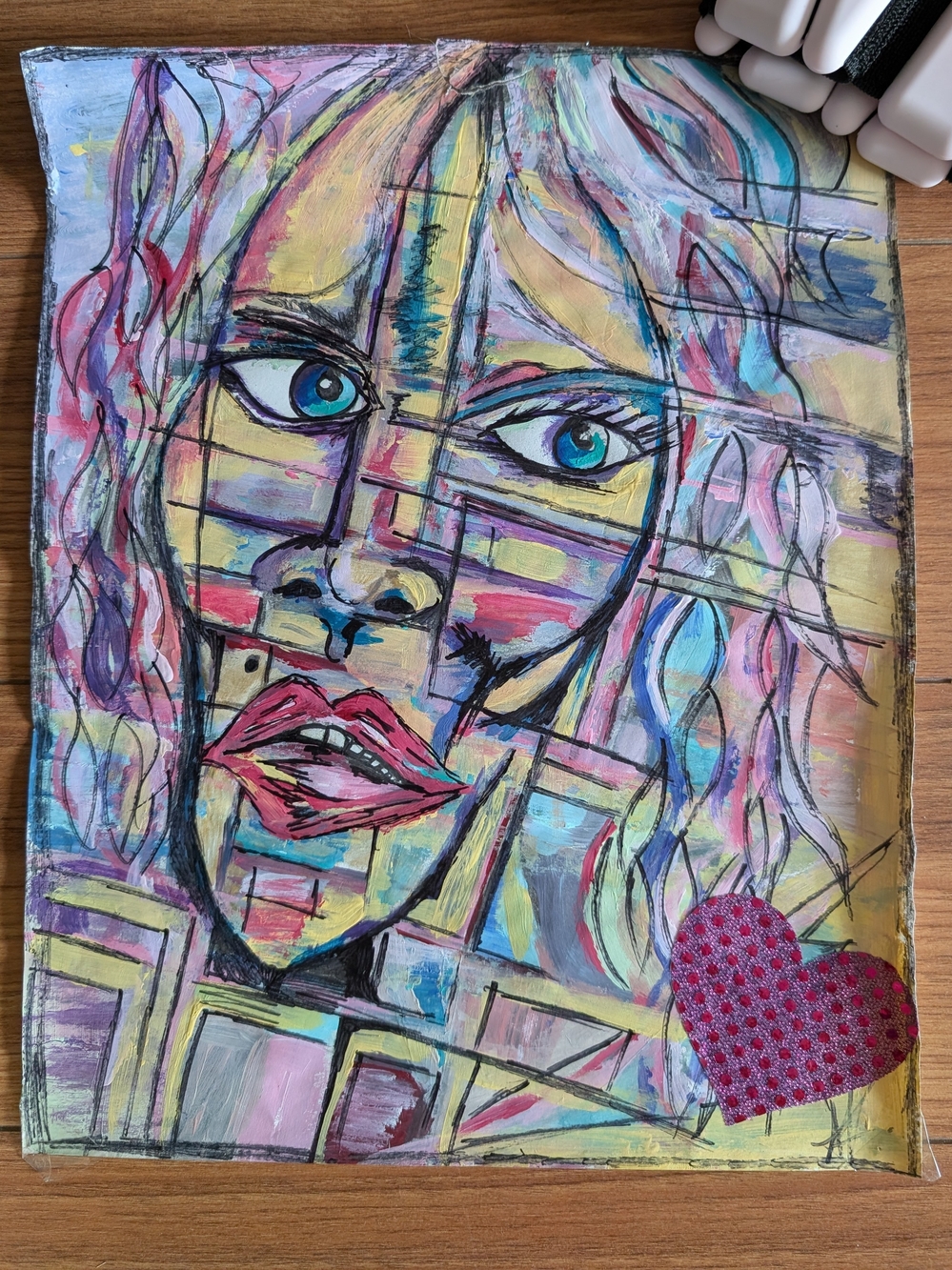 Abstract Colorful Female Portrait Canvas Art - Multicolor